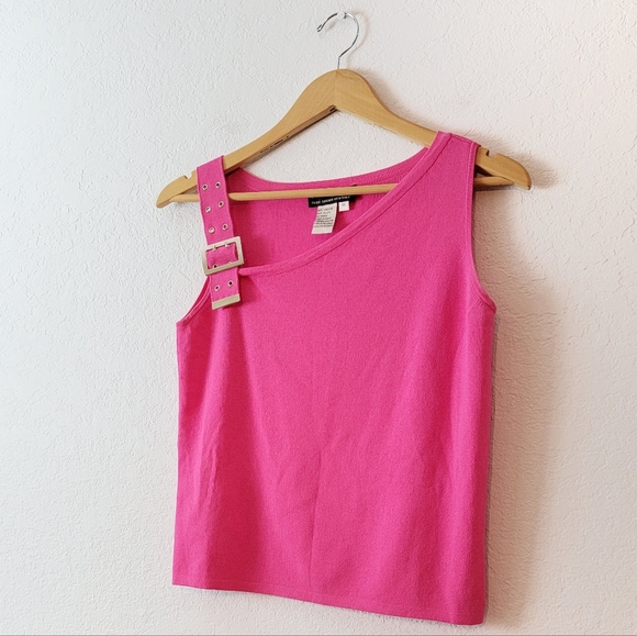 Vintage Hot Pink Y2K 90s Grommet Belt Bimbo Scence Clubbing Mcbling Tank Top M - Picture 13 of 16